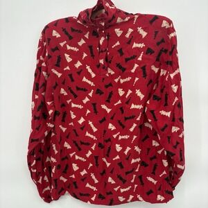 Vtg Barry Bricken Red Chess Piece Mock Neck Blouse Womans Size 10 *see Info* 26H